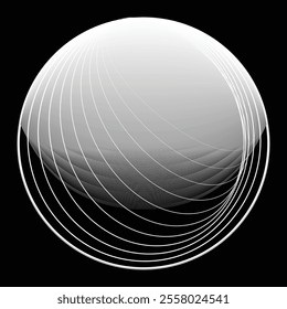 Lines in Circle Form . Rotate rounded shape Vector Illustration .Rotating circles form a ring.Rotating design element . Various circle lines forming round frame . Abstract Geometric line art .
