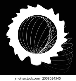 Lines in Circle Form . Rotate rounded shape Vector Illustration .Rotating circles form a ring.Rotating design element . Various circle lines forming round frame . Abstract Geometric line art .
