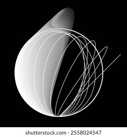 Lines in Circle Form . Rotate rounded shape Vector Illustration .Rotating circles form a ring.Rotating design element . Various circle lines forming round frame . Abstract Geometric line art .
