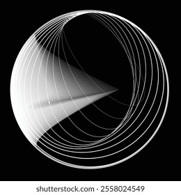 Lines in Circle Form . Rotate rounded shape Vector Illustration .Rotating circles form a ring.Rotating design element . Various circle lines forming round frame . Abstract Geometric line art .
