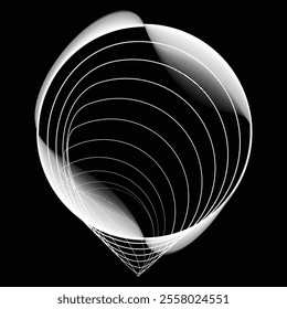 Lines in Circle Form . Rotate rounded shape Vector Illustration .Rotating circles form a ring.Rotating design element . Various circle lines forming round frame . Abstract Geometric line art .
