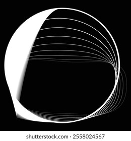 Lines in Circle Form . Rotate rounded shape Vector Illustration .Rotating circles form a ring.Rotating design element . Various circle lines forming round frame . Abstract Geometric line art .
