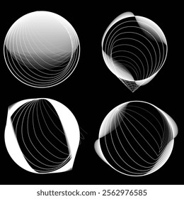 Lines in Circle Form . Rotate rounded shape Vector Illustration .Rotating circles form a ring.Rotating design element . Various circle lines forming round frame . Abstract Geometric line art .