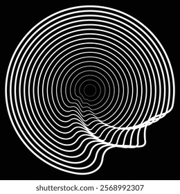 Lines in Circle Form . Rotate rounded shape Vector Illustration .Rotating circles form a ring.Rotating design element . Various circle lines forming round frame . Abstract Geometric line art .
