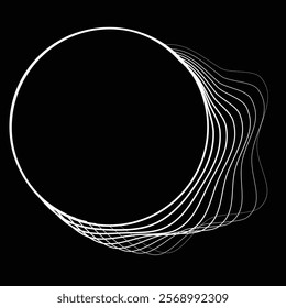 Lines in Circle Form . Rotate rounded shape Vector Illustration .Rotating circles form a ring.Rotating design element . Various circle lines forming round frame . Abstract Geometric line art .
