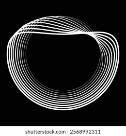 Lines in Circle Form . Rotate rounded shape Vector Illustration .Rotating circles form a ring.Rotating design element . Various circle lines forming round frame . Abstract Geometric line art .
