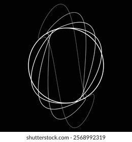 Lines in Circle Form . Rotate rounded shape Vector Illustration .Rotating circles form a ring.Rotating design element . Various circle lines forming round frame . Abstract Geometric line art .
