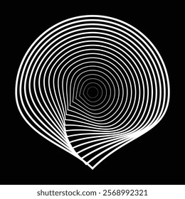 Lines in Circle Form . Rotate rounded shape Vector Illustration .Rotating circles form a ring.Rotating design element . Various circle lines forming round frame . Abstract Geometric line art .
