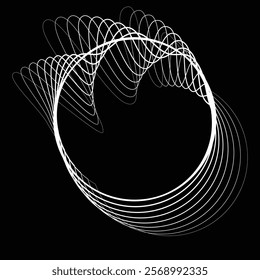 Lines in Circle Form . Rotate rounded shape Vector Illustration .Rotating circles form a ring.Rotating design element . Various circle lines forming round frame . Abstract Geometric line art .
