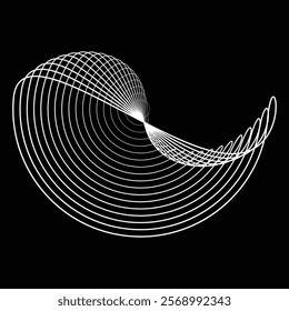 Lines in Circle Form . Rotate rounded shape Vector Illustration .Rotating circles form a ring.Rotating design element . Various circle lines forming round frame . Abstract Geometric line art .
