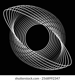 Lines in Circle Form . Rotate rounded shape Vector Illustration .Rotating circles form a ring.Rotating design element . Various circle lines forming round frame . Abstract Geometric line art .
