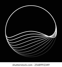 Lines in Circle Form . Rotate rounded shape Vector Illustration .Rotating circles form a ring.Rotating design element . Various circle lines forming round frame . Abstract Geometric line art .
