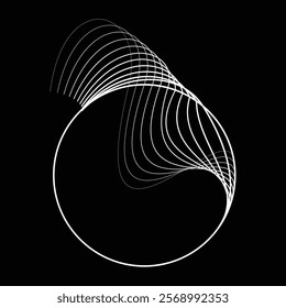 Lines in Circle Form . Rotate rounded shape Vector Illustration .Rotating circles form a ring.Rotating design element . Various circle lines forming round frame . Abstract Geometric line art .
