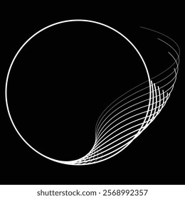 Lines in Circle Form . Rotate rounded shape Vector Illustration .Rotating circles form a ring.Rotating design element . Various circle lines forming round frame . Abstract Geometric line art .
