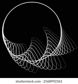 Lines in Circle Form . Rotate rounded shape Vector Illustration .Rotating circles form a ring.Rotating design element . Various circle lines forming round frame . Abstract Geometric line art .
