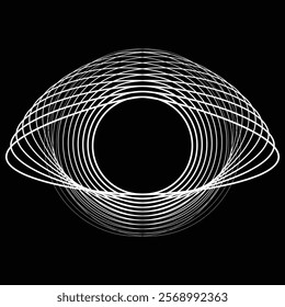 Lines in Circle Form . Rotate rounded shape Vector Illustration .Rotating circles form a ring.Rotating design element . Various circle lines forming round frame . Abstract Geometric line art .
