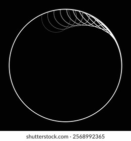 Lines in Circle Form . Rotate rounded shape Vector Illustration .Rotating circles form a ring.Rotating design element . Various circle lines forming round frame . Abstract Geometric line art .
