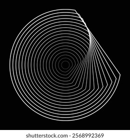 Lines in Circle Form . Rotate rounded shape Vector Illustration .Rotating circles form a ring.Rotating design element . Various circle lines forming round frame . Abstract Geometric line art .
