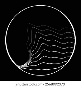 Lines in Circle Form . Rotate rounded shape Vector Illustration .Rotating circles form a ring.Rotating design element . Various circle lines forming round frame . Abstract Geometric line art .
