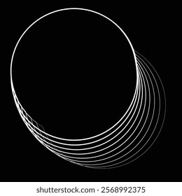 Lines in Circle Form . Rotate rounded shape Vector Illustration .Rotating circles form a ring.Rotating design element . Various circle lines forming round frame . Abstract Geometric line art .
