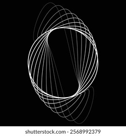 Lines in Circle Form . Rotate rounded shape Vector Illustration .Rotating circles form a ring.Rotating design element . Various circle lines forming round frame . Abstract Geometric line art .
