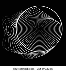 Lines in Circle Form . Rotate rounded shape Vector Illustration .Rotating circles form a ring.Rotating design element . Various circle lines forming round frame . Abstract Geometric line art .
