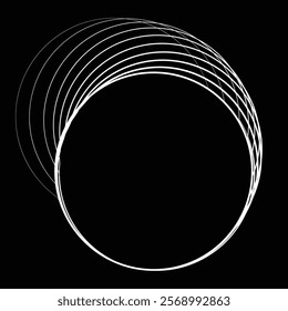 Lines in Circle Form . Rotate rounded shape Vector Illustration .Rotating circles form a ring.Rotating design element . Various circle lines forming round frame . Abstract Geometric line art .
