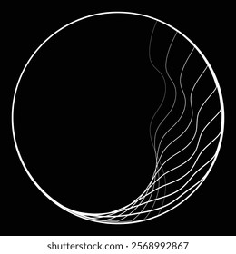 Lines in Circle Form . Rotate rounded shape Vector Illustration .Rotating circles form a ring.Rotating design element . Various circle lines forming round frame . Abstract Geometric line art .
