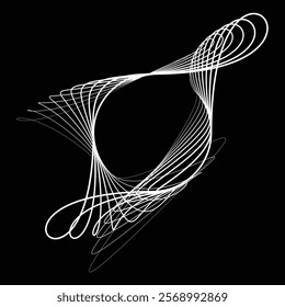 Lines in Circle Form . Rotate rounded shape Vector Illustration .Rotating circles form a ring.Rotating design element . Various circle lines forming round frame . Abstract Geometric line art .
