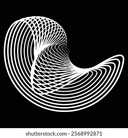 Lines in Circle Form . Rotate rounded shape Vector Illustration .Rotating circles form a ring.Rotating design element . Various circle lines forming round frame . Abstract Geometric line art .
