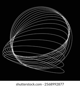 Lines in Circle Form . Rotate rounded shape Vector Illustration .Rotating circles form a ring.Rotating design element . Various circle lines forming round frame . Abstract Geometric line art .
