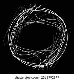 Lines in Circle Form . Rotate rounded shape Vector Illustration .Rotating circles form a ring.Rotating design element . Various circle lines forming round frame . Abstract Geometric line art .
