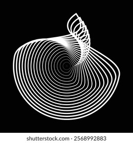 Lines in Circle Form . Rotate rounded shape Vector Illustration .Rotating circles form a ring.Rotating design element . Various circle lines forming round frame . Abstract Geometric line art .
