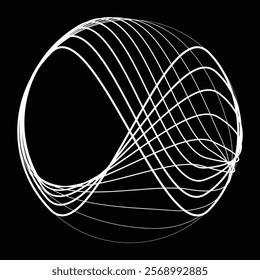 Lines in Circle Form . Rotate rounded shape Vector Illustration .Rotating circles form a ring.Rotating design element . Various circle lines forming round frame . Abstract Geometric line art .
