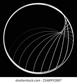 Lines in Circle Form . Rotate rounded shape Vector Illustration .Rotating circles form a ring.Rotating design element . Various circle lines forming round frame . Abstract Geometric line art .
