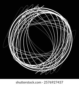 Lines in Circle Form . Rotate rounded shape Vector Illustration .Rotating circles form a ring.Rotating design element . Various circle lines forming round frame . Abstract Geometric line art .
