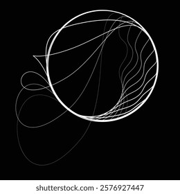 Lines in Circle Form . Rotate rounded shape Vector Illustration .Rotating circles form a ring.Rotating design element . Various circle lines forming round frame . Abstract Geometric line art .
