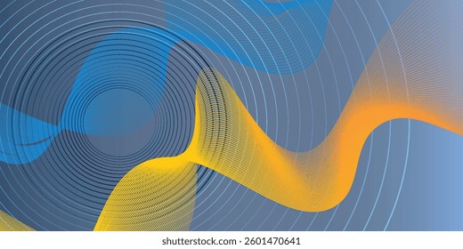 Lines in Circle Form . Rotate rounded shape Vector Illustration .Rotating circles form a ring.Rotating design element . Various circle lines forming round frame . Abstract Geometric line art .