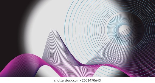 Lines in Circle Form . Rotate rounded shape Vector Illustration .Rotating circles form a ring.Rotating design element . Various circle lines forming round frame . Abstract Geometric line art .