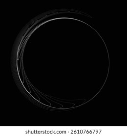 Lines in Circle Form . Rotate rounded shape Vector Illustration .Rotating circles form a ring.Rotating design element . Various circle lines forming round frame . Abstract Geometric line art .