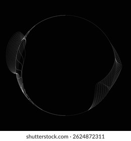 Lines in Circle Form . Rotate rounded shape Vector Illustration .Rotating circles form a ring.Rotating design element . Various circle lines forming round frame . Abstract Geometric line art .
