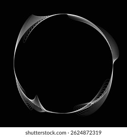 Lines in Circle Form . Rotate rounded shape Vector Illustration .Rotating circles form a ring.Rotating design element . Various circle lines forming round frame . Abstract Geometric line art .
