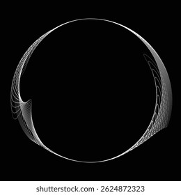 Lines in Circle Form . Rotate rounded shape Vector Illustration .Rotating circles form a ring.Rotating design element . Various circle lines forming round frame . Abstract Geometric line art .
