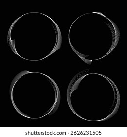 Lines in Circle Form . Rotate rounded shape Vector Illustration .Rotating circles form a ring.Rotating design element . Various circle lines forming round frame . Abstract Geometric line art .