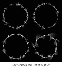 Lines in Circle Form . Rotate rounded shape Vector Illustration .Rotating circles form a ring.Rotating design element . Various circle lines forming round frame . Abstract Geometric line art .