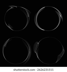 Lines in Circle Form . Rotate rounded shape Vector Illustration .Rotating circles form a ring.Rotating design element . Various circle lines forming round frame . Abstract Geometric line art .