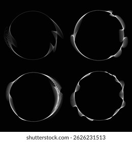 Lines in Circle Form . Rotate rounded shape Vector Illustration .Rotating circles form a ring.Rotating design element . Various circle lines forming round frame . Abstract Geometric line art .