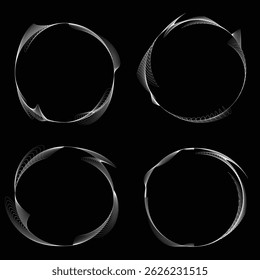 Lines in Circle Form . Rotate rounded shape Vector Illustration .Rotating circles form a ring.Rotating design element . Various circle lines forming round frame . Abstract Geometric line art .