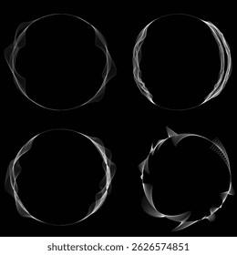 Lines in Circle Form . Rotate rounded shape Vector Illustration .Rotating circles form a ring.Rotating design element . Various circle lines forming round frame . Abstract Geometric line art .
