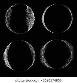 Lines in Circle Form . Rotate rounded shape Vector Illustration .Rotating circles form a ring.Rotating design element . Various circle lines forming round frame . Abstract Geometric line art .

